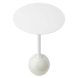 Aliza Round White Marble Side Table by Lefancy