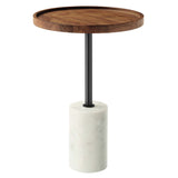 Amina Round Acacia Wood Side Table by Lefancy