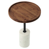 Amina Round Acacia Wood Side Table by Lefancy