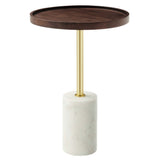 Amina Round Acacia Wood Side Table by Lefancy