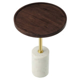 Amina Round Acacia Wood Side Table by Lefancy