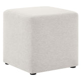 Callum 17" Square Woven Heathered Fabric Upholstered Ottoman by Lefancy