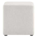Callum 17" Square Woven Heathered Fabric Upholstered Ottoman by Lefancy