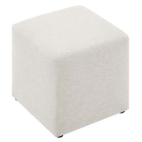Callum 17" Square Woven Heathered Fabric Upholstered Ottoman by Lefancy