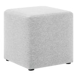 Callum 17" Square Woven Heathered Fabric Upholstered Ottoman by Lefancy