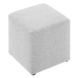 Callum 17" Square Woven Heathered Fabric Upholstered Ottoman by Lefancy