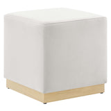 Tilden 17" Square Performance Velvet Upholstered Ottoman by Lefancy
