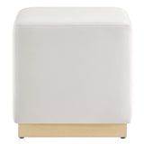 Tilden 17" Square Performance Velvet Upholstered Ottoman by Lefancy