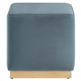 Tilden 17" Square Performance Velvet Upholstered Ottoman by Lefancy