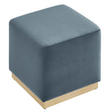 Tilden 17" Square Performance Velvet Upholstered Ottoman by Lefancy