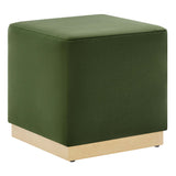 Tilden 17" Square Performance Velvet Upholstered Ottoman by Lefancy