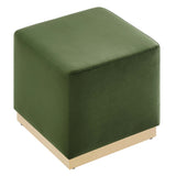 Tilden 17" Square Performance Velvet Upholstered Ottoman by Lefancy