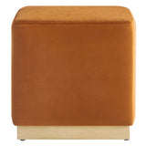 Tilden 17" Square Performance Velvet Upholstered Ottoman by Lefancy