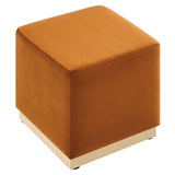 Tilden 17" Square Performance Velvet Upholstered Ottoman by Lefancy