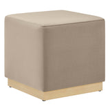 Tilden 17" Square Performance Velvet Upholstered Ottoman by Lefancy