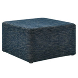 Callum Large 28" Square Woven Heathered Fabric Upholstered Ottoman by Lefancy