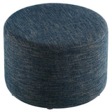 Callum Large 23" Round Woven Heathered Fabric Upholstered Ottoman by Lefancy