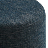 Callum Large 23" Round Woven Heathered Fabric Upholstered Ottoman by Lefancy