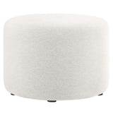 Callum Large 23" Round Woven Heathered Fabric Upholstered Ottoman by Lefancy