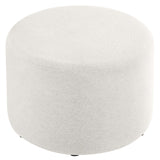Callum Large 23" Round Woven Heathered Fabric Upholstered Ottoman by Lefancy
