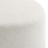 Callum Large 23" Round Woven Heathered Fabric Upholstered Ottoman by Lefancy