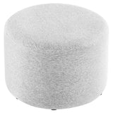 Callum Large 23" Round Woven Heathered Fabric Upholstered Ottoman by Lefancy