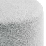 Callum Large 23" Round Woven Heathered Fabric Upholstered Ottoman by Lefancy