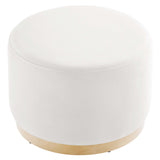 Tilden Large 23" Round Performance Velvet Upholstered Ottoman by Lefancy