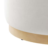 Tilden Large 23" Round Performance Velvet Upholstered Ottoman by Lefancy