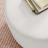 Tilden Large 23" Round Performance Velvet Upholstered Ottoman by Lefancy