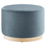 Tilden Large 23" Round Performance Velvet Upholstered Ottoman by Lefancy