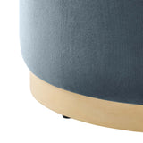 Tilden Large 23" Round Performance Velvet Upholstered Ottoman by Lefancy