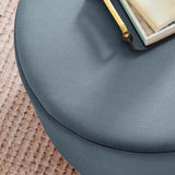 Tilden Large 23" Round Performance Velvet Upholstered Ottoman by Lefancy