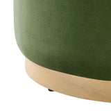 Tilden Large 23" Round Performance Velvet Upholstered Ottoman by Lefancy
