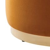 Tilden Large 23" Round Performance Velvet Upholstered Ottoman by Lefancy