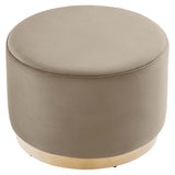 Tilden Large 23" Round Performance Velvet Upholstered Ottoman by Lefancy