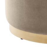 Tilden Large 23" Round Performance Velvet Upholstered Ottoman by Lefancy