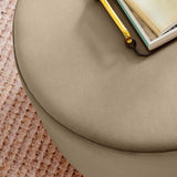 Tilden Large 23" Round Performance Velvet Upholstered Ottoman by Lefancy