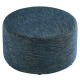 Callum Large 29" Round Woven Heathered Fabric Upholstered Ottoman by Lefancy