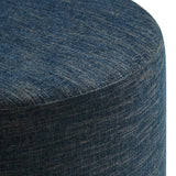 Callum Large 29" Round Woven Heathered Fabric Upholstered Ottoman by Lefancy