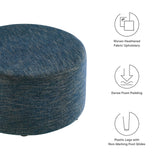 Callum Large 29" Round Woven Heathered Fabric Upholstered Ottoman by Lefancy