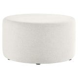 Callum Large 29" Round Woven Heathered Fabric Upholstered Ottoman by Lefancy
