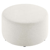 Callum Large 29" Round Woven Heathered Fabric Upholstered Ottoman by Lefancy
