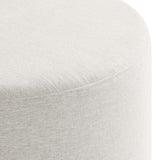 Callum Large 29" Round Woven Heathered Fabric Upholstered Ottoman by Lefancy