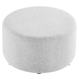 Callum Large 29" Round Woven Heathered Fabric Upholstered Ottoman by Lefancy