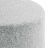 Callum Large 29" Round Woven Heathered Fabric Upholstered Ottoman by Lefancy