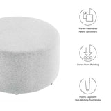 Callum Large 29" Round Woven Heathered Fabric Upholstered Ottoman by Lefancy