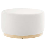 Tilden Large 29" Round Performance Velvet Upholstered Ottoman by Lefancy