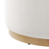 Tilden Large 29" Round Performance Velvet Upholstered Ottoman by Lefancy