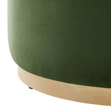 Tilden Large 29" Round Performance Velvet Upholstered Ottoman by Lefancy